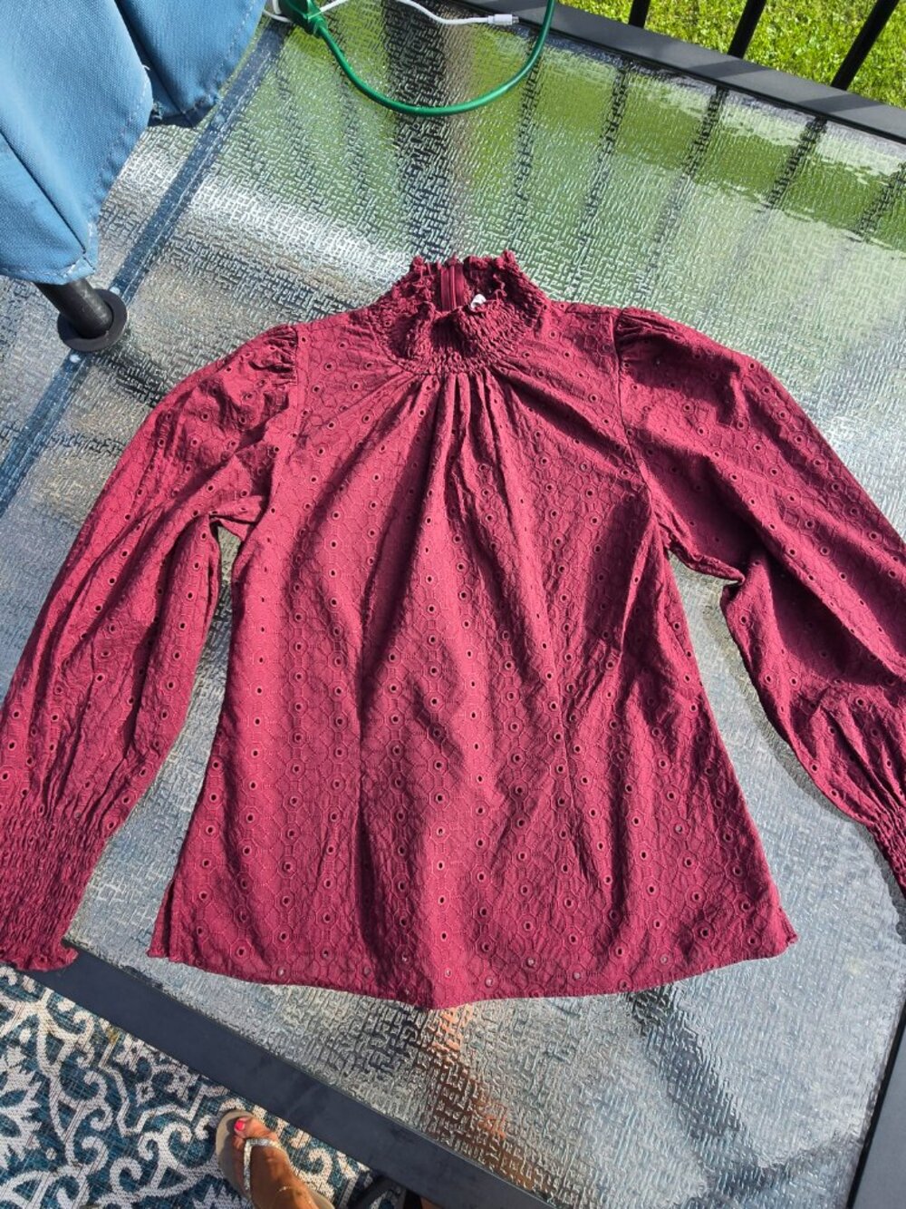 Veronica Beard Long Sleeved Smocked high neck blouse, size 4, VGUC - Picture 3 of 8